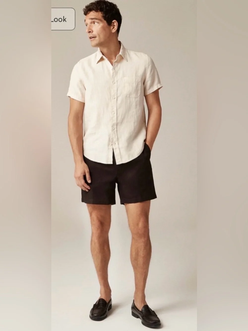 J.Crew Short-sleeve washed linen shirt in natural